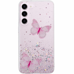 Etui do Samsung Galaxy S24, Glitter Butterfly, różowe