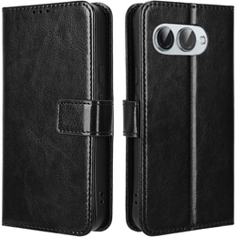 Etui z klapką do T Phone 3 5G, Crazy Horse Wallet, czarne