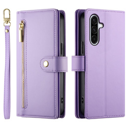 Etui z klapką do Samsung Galaxy A17 5G, Wallet Zipper Pocket, fioletowe