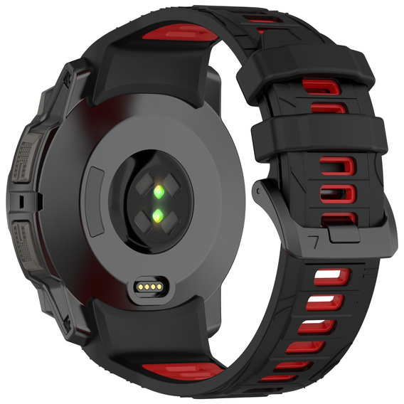 Pasek silikonowy do Garmin Instinct 3 Solar / Instinct 3 AMOLED 45mm – sportowy, czarno-czerwony
