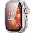 2w1 Etui + Szkło Hartowane do Huawei Watch Fit 4 Pro, Srebrne/Pomarańczowe