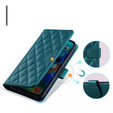 Etui z klapką do Samsung Galaxy S24 FE, Rhombus Crossbody Leather, ciemnozielone