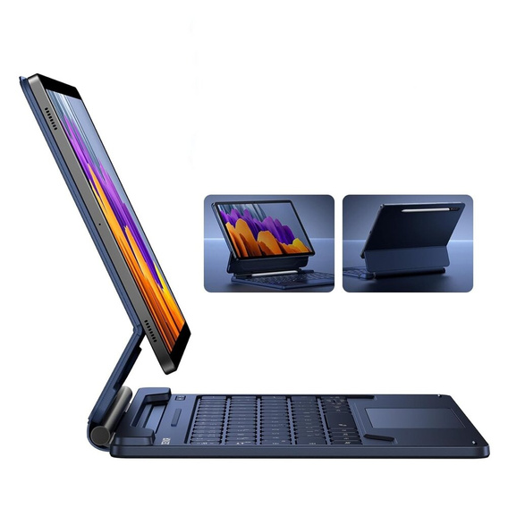 Etui z klawiaturą do Samsung Galaxy Tab S10 Lite / S10 FE / S9 FE / S9, Dexnor Magnetic Keyboard Touchpad, niebieskie