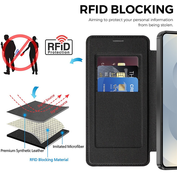Etui z klapką do Samsung Galaxy S26 Plus, RFID Wallet MagSafe z ochroną aparatu, czarne