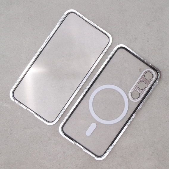 Etui Magnetic Dual Glass MagSafe do Samsung Galaxy S23+ Plus, srebrne