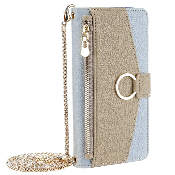 Etui z klapką do Xiaomi Redmi 13C / Poco C65, Wallet Zipper Pocket, z lusterkiem, niebieskie