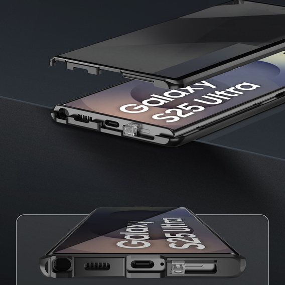 Etui do Samsung Galaxy S25 Ultra, Privacy Dual Glass, czarne