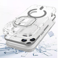 Etui do iPhone 17 Pro, do MagSafe, z podstawką, przezroczyste z szarymi akcentami