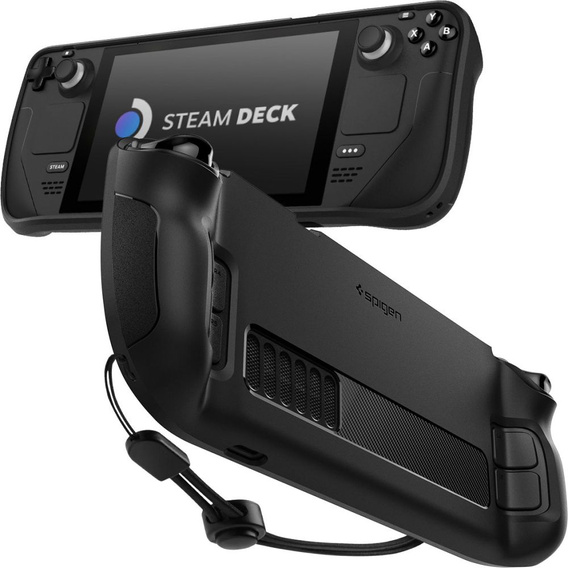 Zestaw Spigen Etui + szkło do Steam Deck, Rugged Armor, Czarne