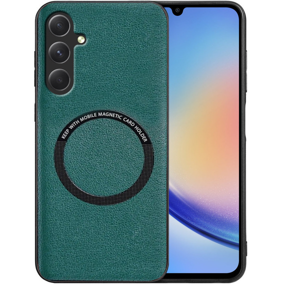 Etui do Samsung Galaxy A34 5G, Leather Hybrid MagSafe, zielone