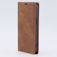 Etui do iPhone 15, ERBORD Vintage portfel z klapką, brązowe