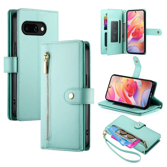 Etui z klapką do Samsung Galaxy A56 5G, Wallet Zipper Pocket, zielone