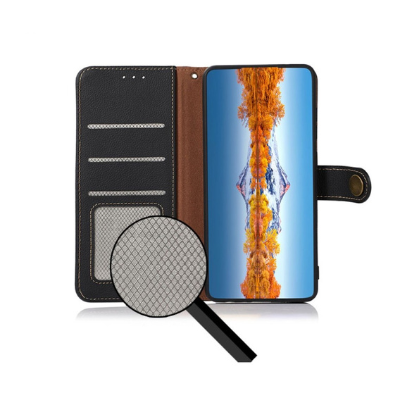 Etui KHAZNEH RFID do Xiaomi 13T / 13T Pro, Litchi Texture, czarne