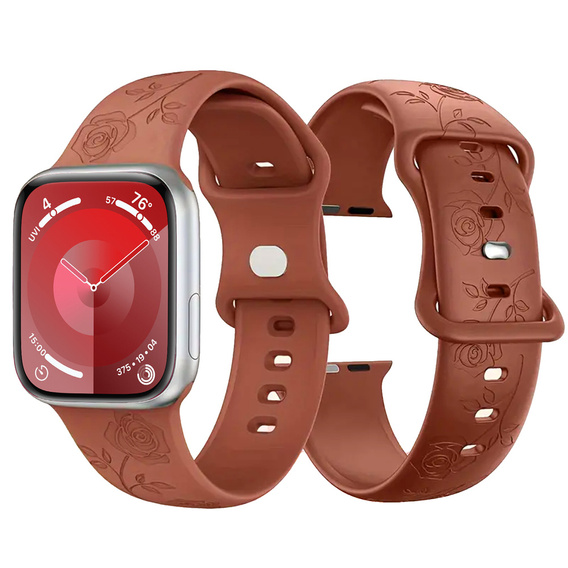 Pasek Silikonowy do Apple Watch 1/2/3/4/5/6/7/8/9/10/11/SE 38/40/41/42mm, Rose, Brązowy