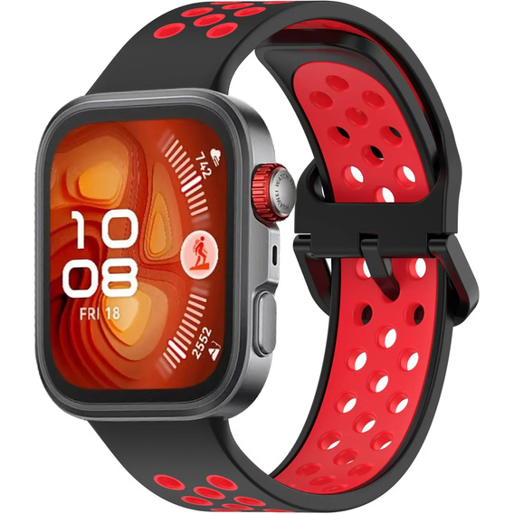 Pasek Silikonowy do Huawei Watch Fit 4 / 4 Pro / 3, Czarny / Czerwony