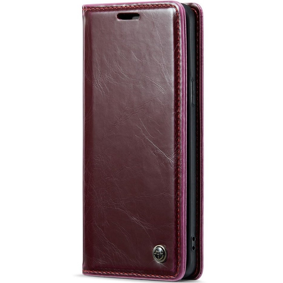 Etui z klapką CASEME do Samsung Galaxy S9, Waxy Textured, czerwone