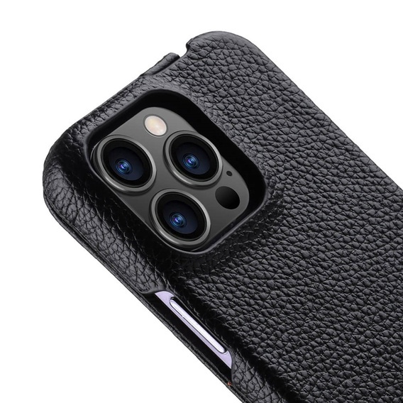 Etui MELKCO z klapką do iPhone 15 Pro Max, skórzane, flip, czarne