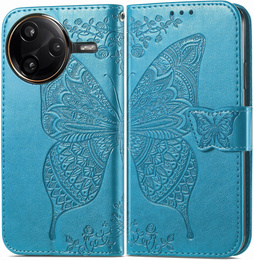Etui z klapką do Xiaomi Poco F7 Ultra, Butterfly, niebieskie