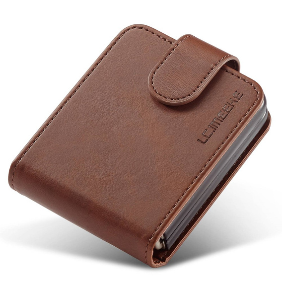 Etui z klapką do Samsung Galaxy Z Flip 4 5G, LC.IMEEKE, brązowe