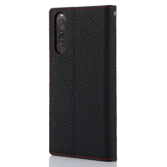 Etui z klapką do Sony Xperia 10 V, Litchi Skin Grain, czarne