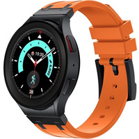 Pasek silikonowy do Samsung Galaxy Watch 4/5/6/7/FE 40/42/43/44/45/46/47mm, Pomarańczowy / czarna klamra