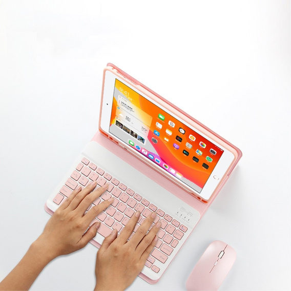 Etui z klawiaturą do iPad 10.2" 2021/2020/2019 (9/8/7 gen.), Keyboard Cover Pen Slot, różowe rose gold