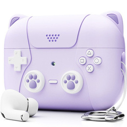 Etui pancerne na Słuchawki Apple Airpods Pro 2, Konsola Kot, Fioletowe