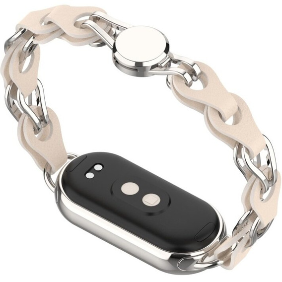 Kobieca bransoleta do Xiaomi Smart Band 10 / 9 / 8, beżowa / srebrna