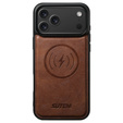 Etui z klapką 2w1 SUTENI do iPhone 17 Pro, do MagSafe, brązowe