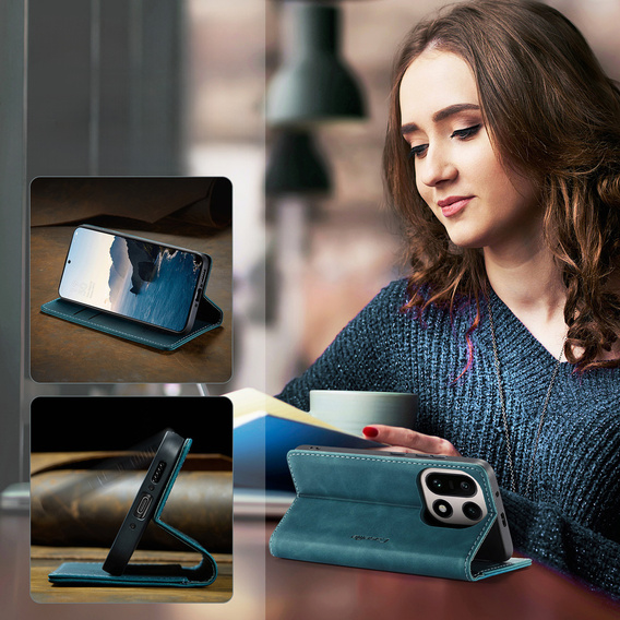 Etui CASEME do OnePlus 15, Leather Wallet Case, niebieskie