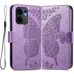 Etui z klapką do Oppo Reno 13F / Oppo Reno 13FS, Butterfly, fioletowe