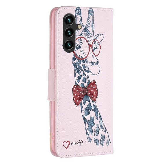 Etui z klapką do Samsung Galaxy A35 5G, Wallet, Giraffe różowe