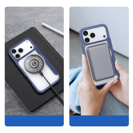 Etui z klapką Dux Ducis do iPhone 17 Pro Max, Skin X Pro, do MagSafe, granatowe
