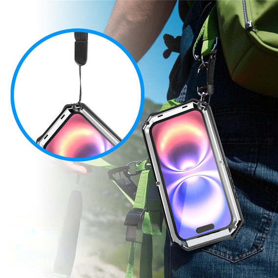 Etui pancerne do iPhone 17, R-JUST, z podstawką, srebrne