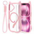 Etui do iPhone 16, do MagSafe, Cute Cat, różowe + Szkło na ekran