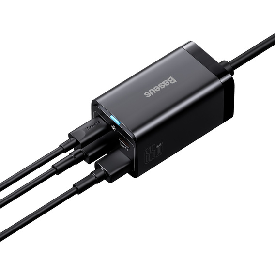 Baseus ładowarka sieciowa 65 W GaN3 Pro 2×USB‑C 2×USB‑A - Czarna