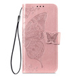 Etui z klapką do Oppo A6 Pro 5G, Butterfly, różowe