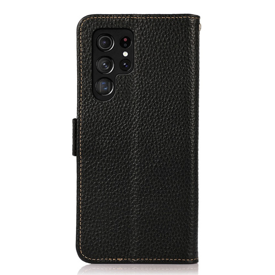 Etui KHAZNEH RFID do Samsung Galaxy S23 Ultra, Litchi Texture, czarne