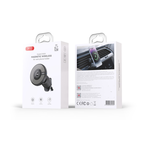 XO Uchwyt Samochodowy CX025 magnetyczny 15W, do kratki – czarny