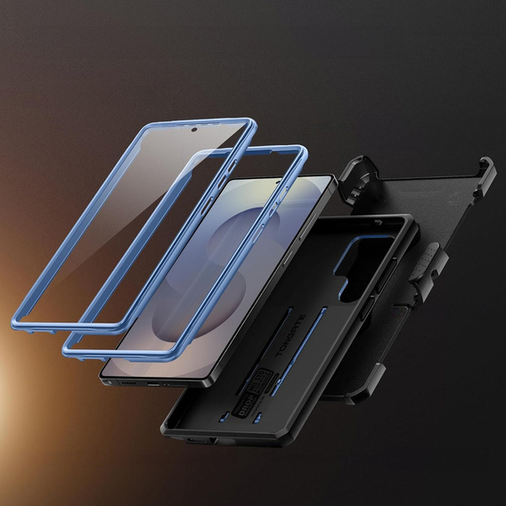 Etui do Samsung Galaxy S25 Ultra, Tongate MECH Series, Klips do paska, niebieskie