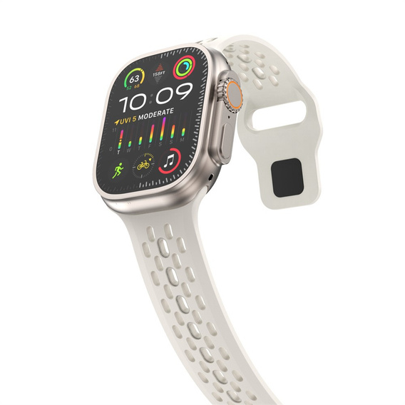 Pasek Silikonowy do Apple Watch 1/2/3/4/5/6/7/8/9/10/11/SE Ultra 1/2/3 42/44/45/46/49mm, Beżowy