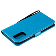 Etui Wallet do Oppo Reno5 5G, Tree and Cat, Blue