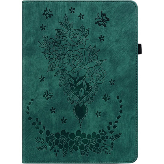 Etui do Lenovo Tab P12, Rose and Butterflies, zielone