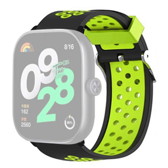 Pasek Silikonowy do Xiaomi Redmi Watch 4, Czarny/Zielony