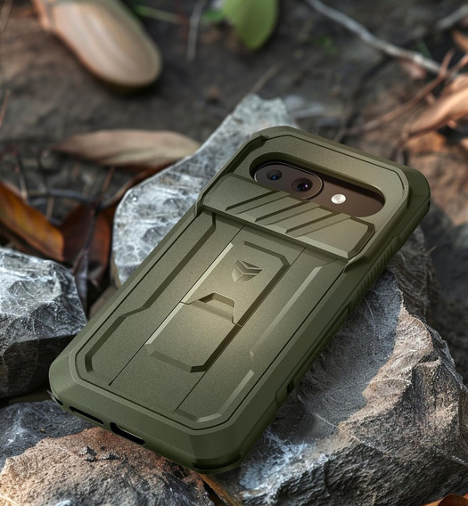 Etui pancerne do Google Pixel 9a, Dexnor Kickstand (Two Frames), zielone