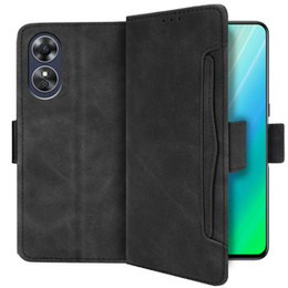 Etui z klapką do Oppo A17, Card Slot, czarne