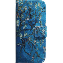 Etui z klapką do Huawei P30 Lite, Wallet, Sakura niebieskie