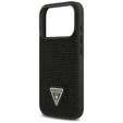 Etui GUESS do iPhone 17 Pro, Rhinestone Triangle Logo, czarne