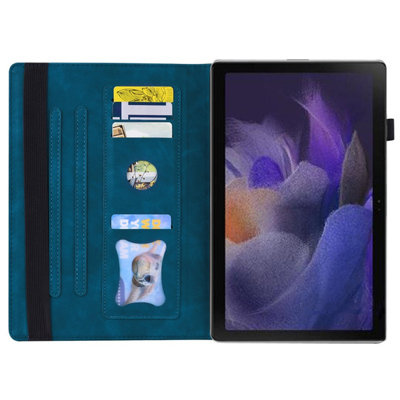 Etui do Lenovo Tab K11 Plus – niebieskie, skórzane, z kieszenią na kartę i funkcją wielopozycyjnej podstawki