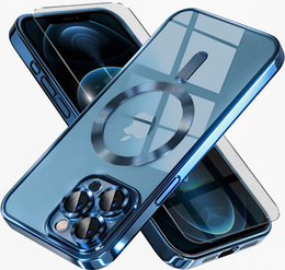Etui do iPhone 12 Pro, Electro MagSafe, niebieskie + Szkło na ekran